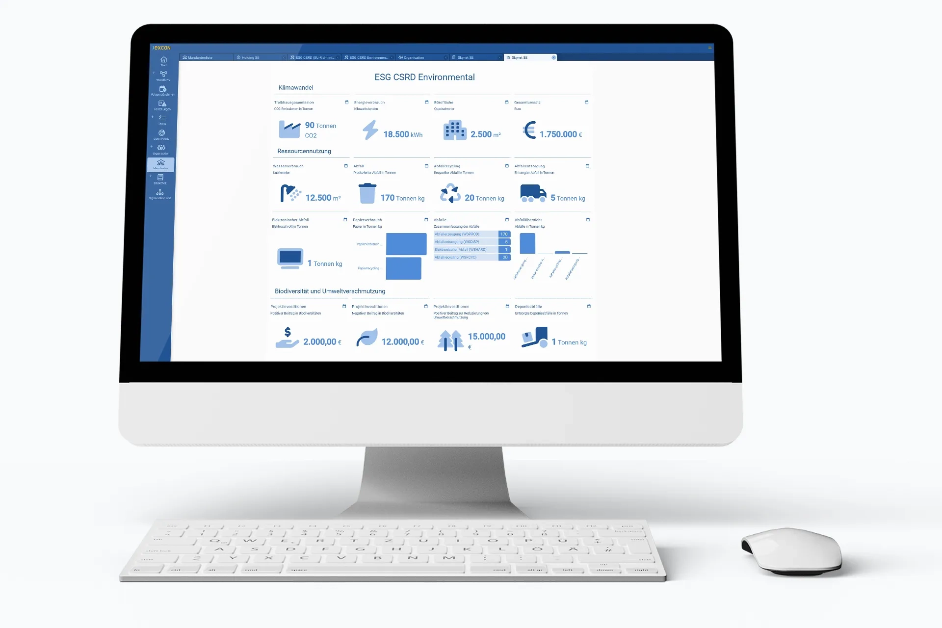 EXCON ex:plore ESG Use Case: Mit ex:plore haben Sie alle ESG-relevanten Daten Ihres Unternehmens auf übersichtlichen Dashboards im Blick.