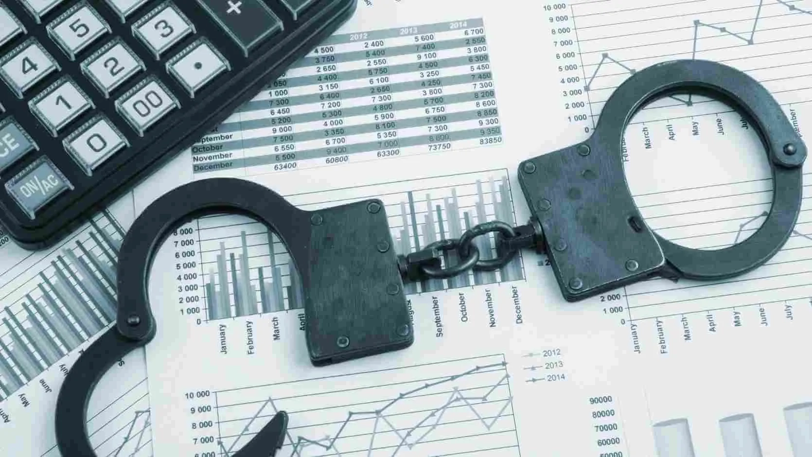 Handschellen auf Unternehmenszahlen für Wirtschaftskriminalität