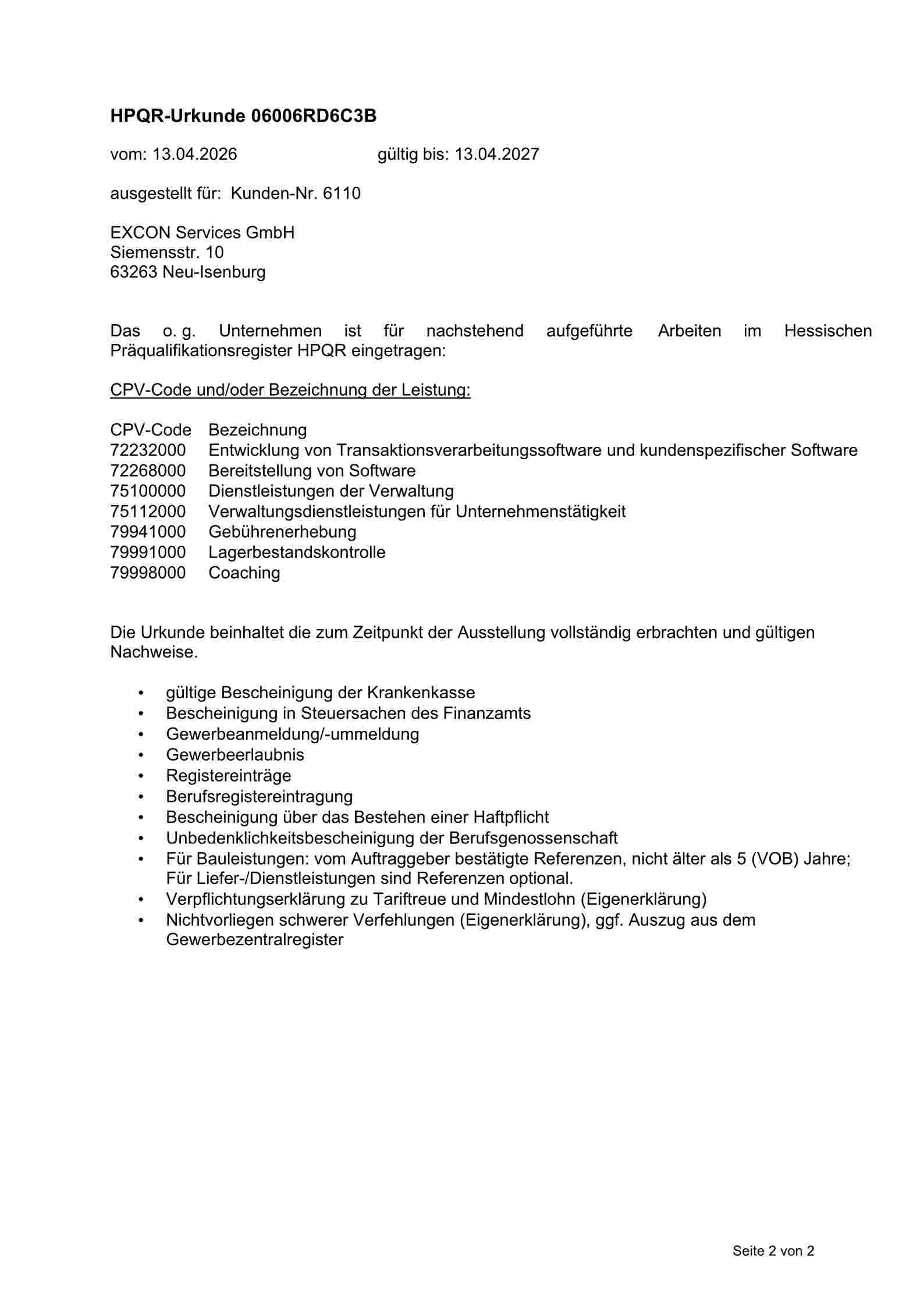 Zertifikat-HPQR von EXCON Seite 2