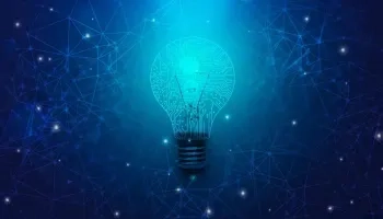Digitale und erleuchtete Glühbirne