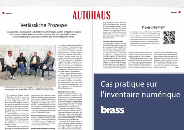Rapport pratique sur ex:stock dans le magazine AUTOHAUS avec Brass